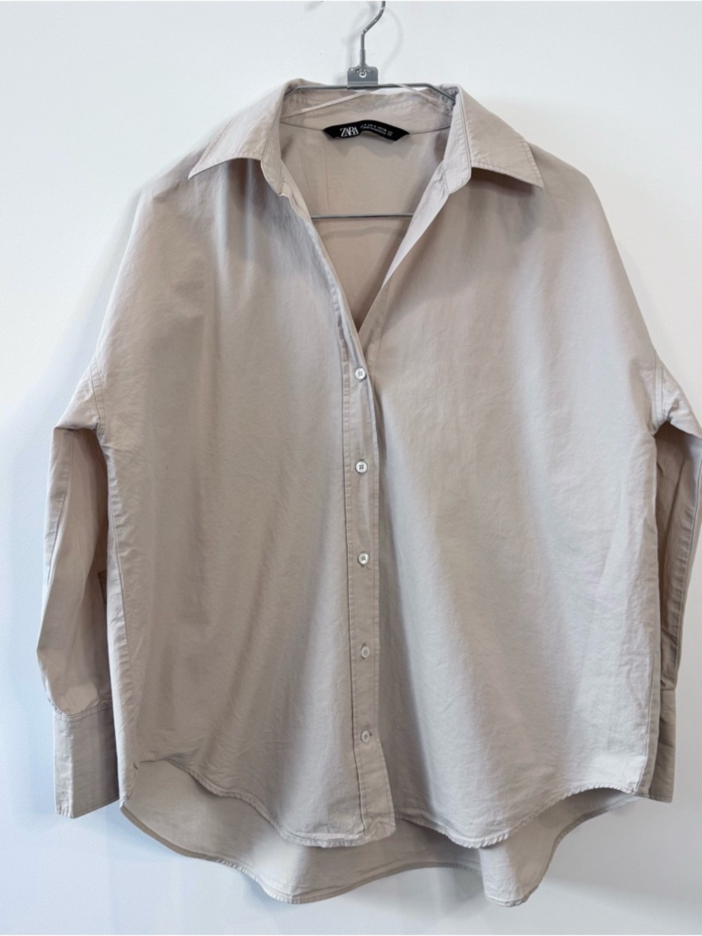 🛍️4 for 20$ / Zara Oversized Button-Up Shirt / Beige / S